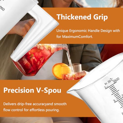 3 Set Plastic Measuring Cups for Liquids with Handle, 500/1500/3500 ML Clear & Strong Measuring Pitcher, Large Measure Cup for Motor Oil, Liquid Mixing, Kitchen, Baking Cooking, (3500ML) - size: 3500ML