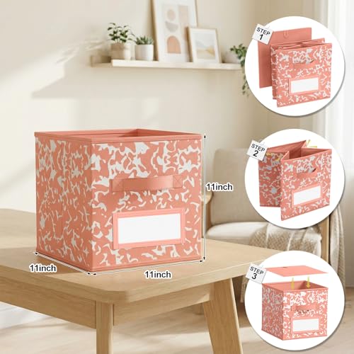LemonRoad 6 Fabric Cube Storage Bin 11'' Classroom Bin, Macaron, Label - color: Macaron Color, style: Label