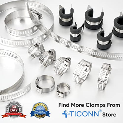 TICONN 12PCS Hose Clamps Set 304 Stainless Steel, 3"-4" Worm Gear - size: SAE #56 12PCS 3"~4"