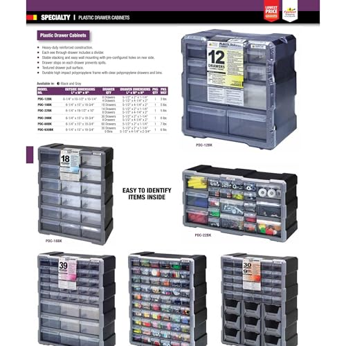 Quantum Storage Systems PDC-22BK 22 Drawers Cabinet Part Organizer 10" H x 20" W x 7" D - style: 22 Drawers
