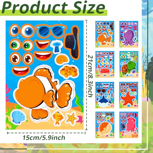 24 Sheets Make Your Own Ocean Sea Animals Stickers for Kids, Party Favors, Birthday Gifts, Classroom Rewards, Sea Crafts for Boys and Girls - color: Sea Animals