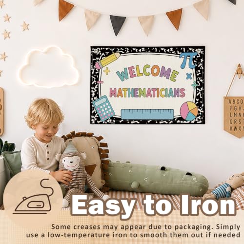 Math Classroom Decor Canvas Wall Hanging Banner - color: 04-Welcome Mathematicians - Math Icons