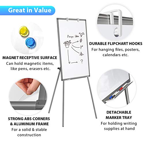 Maxtek Easel Whiteboard 36 x 24, Stand Tripod with Height Adjustable, Gray - style: 36x24 Gray