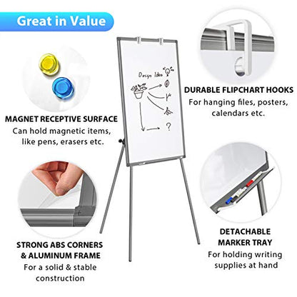 Maxtek Easel Whiteboard 36 x 24, Stand Tripod with Height Adjustable, Gray - style: 36x24 Gray