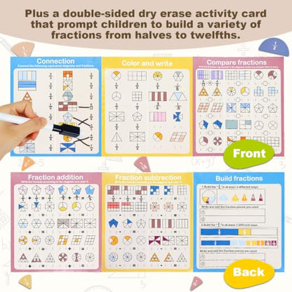 Magnetic Fraction Book, Montessori Fraction Math Manipulatives for Kids - size: 8.8 × 21.9 in