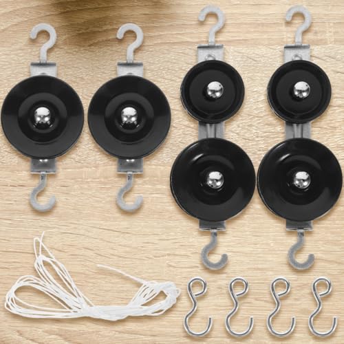 Zerodeko Physics Experiment Pulley Kit for Middle School Students 8 Double and 8 Single Pulleys with Straps Hooks in Storage Case Mechanics Teaching Tools for Hands-on Learning