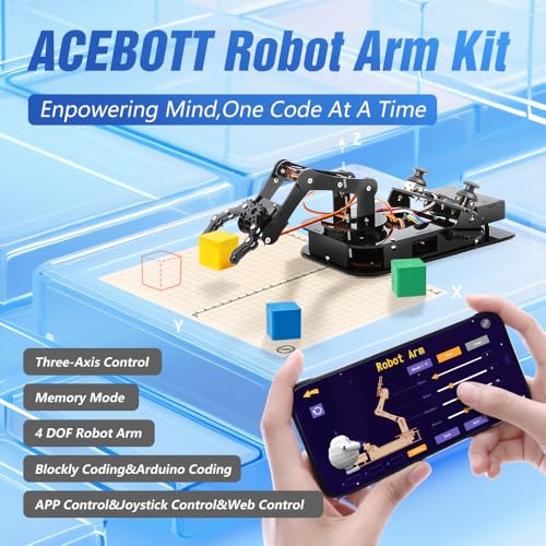 4 DOF ESP32 Robotic Arm Kit & Bipedal Robot Kit Compatible with Arduino IDE, Electronic Programming Project/STEM Education/Science Coding Kit for 12+ Teens & Adults Unique Gifts