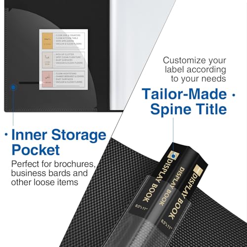 Sooez 4 Pack Binder with Plastic Sleeves 18Pocket, Displays 36 Pages 8.5x11 - color: Black