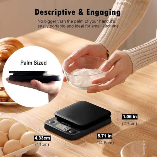 NUTRI FIT Food Scale Small Digital Kitchen Scales Weight Grams Ounces Black - color: Classic Black