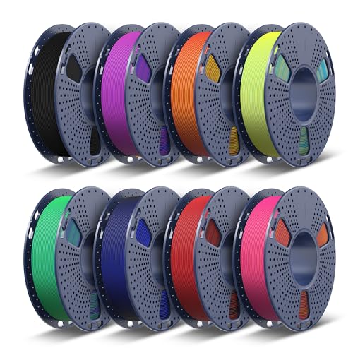 TECBEARS Matte PLA Dual Colors, 2kg Bundle, E2501, 0.25kg/Spool, 8 Packs - color: 0.25kg*8 Black, Blue-red, Yellow-red, Yellow-cyan, Purple-green, Black-blue, Black-red, Orange-red