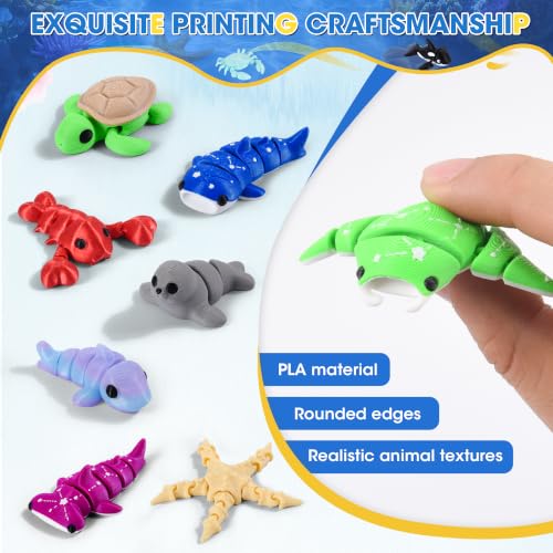 12 Pack 3D Printed Ocean Animal Toys Flexible PLA Sea Desk Decor Set - size: Marine Animals, style: 12 PCS