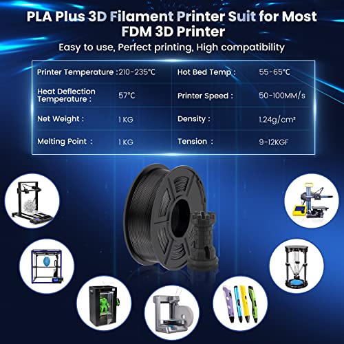 SUNLU PLA Plus Filament 1.75mm, 10KG Bundle, Black & White - color: Black+black+black+black+black+white+white+white+white+white, size: 10 kg