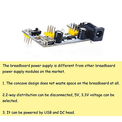 KOOBOOK 2Pcs Upgraded K2 MB-102 MB102 Breadboard Power Supply Module 3.3V 5V for Arduino