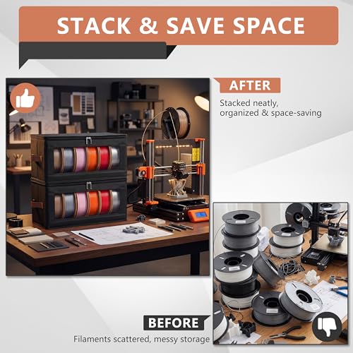 3D Printer Filament Storage Box, 2‑Pack Waterproof Dry Box, Holds 12 Spools