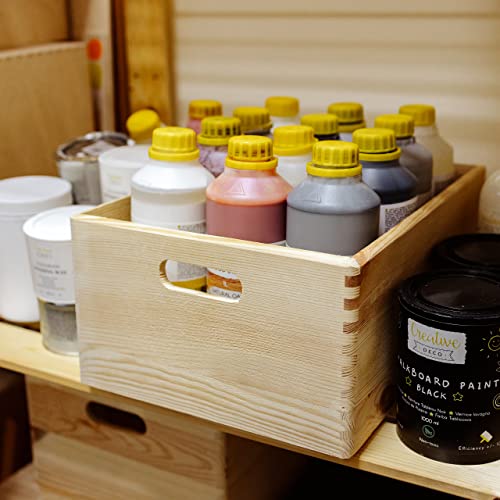 Creative Deco XXL Wooden Crate Nesting Crate Handles | 15.35x11.41x9.5in - color: Beige, size: XXL