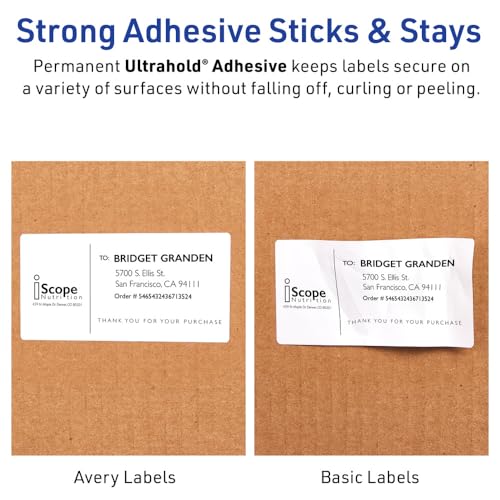 Avery Waterproof Labels with Ultrahold Adhesive, 2" x 4", Case of 5,000 Labels for Laser Printers (95523)