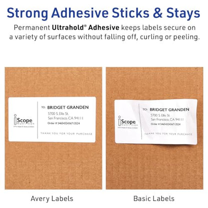 Avery Waterproof Labels with Ultrahold Adhesive, 2" x 4", Case of 5,000 Labels for Laser Printers (95523)