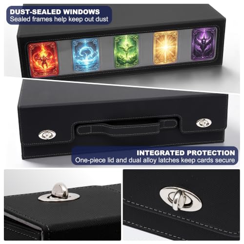 Trading Card Storage Box 5-Row with Side Display Window, Black Gray - color: Black Grey, size: 5 Rows Side window