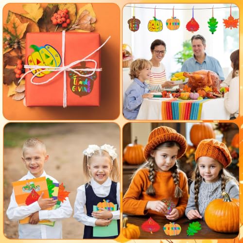 JULMELON 36 Pcs Fall Thanksgiving Scratch Art Crafts for Kids Party Favors - style: Fall