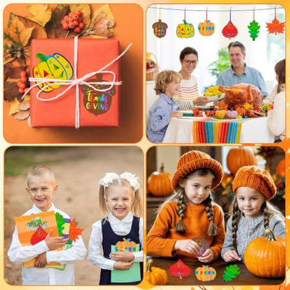 JULMELON 36 Pcs Fall Thanksgiving Scratch Art Crafts for Kids Party Favors - style: Fall