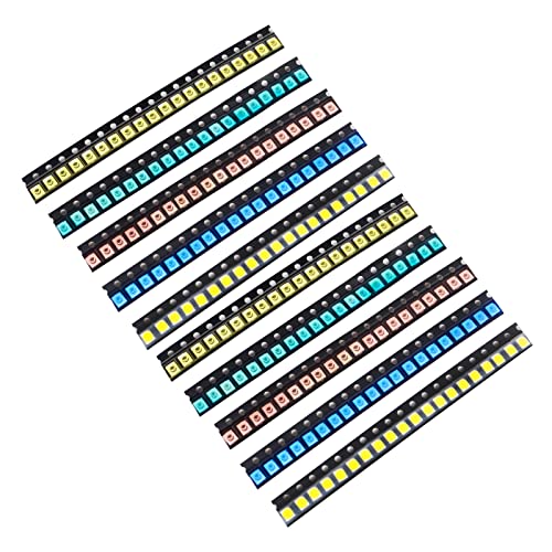 (5 Colors x 40 pcs = 200 pcs) 3528 1210 SMD LED Diode Lights Assorted Kit (Mini Chip 3.5mm x 2.8mm for PCB DC 20mA) Super Bright Lighting Bulb Lamps Electronics Components Light Emitting Diodes Chips - size: 3528/1210 5 Colors Assorted