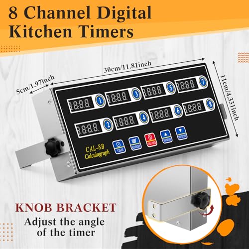 Relaxweex 2 Pack Commercial 8 Channel Digital Kitchen Timer, Multi-Countdown Timer with Loud Alarm & Large LCD Display, Wall Mount or Countertop for Restaurant, Fry Station, Baking & Lab Use