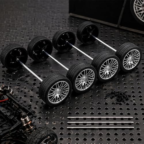 10PCS Toy Car Wheels Rubber Tire Wheels with Metal Shaft for RC Car Truck DIY Model Toy Wheel Replacement Accessories (3x35mm) - style: 3x35mm