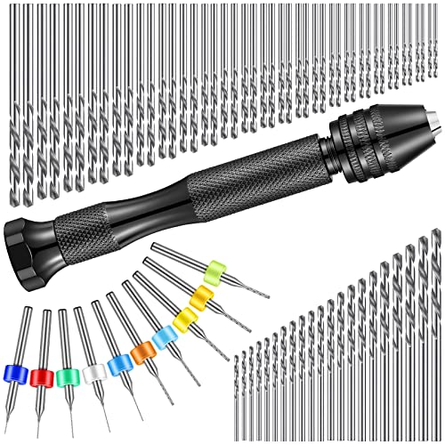 Vinsot 95 Pcs Micro Drill Bits Set with Pin Vise Hand Drill, Black - color: Black