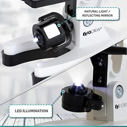 AmScope M30-ABS-KT2-W-TKVB1 1200X White Metal Arm Starter Microscope Kit - style: F) Kit + Telescope