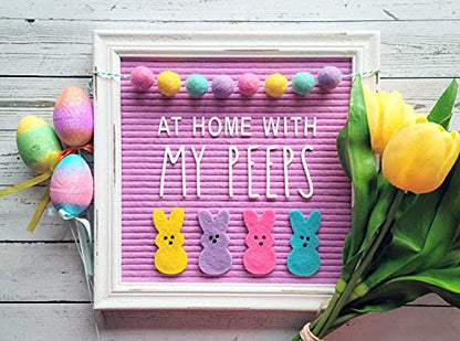 Purple Felt Letter Board Back to School Sign with Rustic Wood White Frame - Farmhouse Letter Board Sign with Stand - Baby Announcement 10x10 Felt Changeable Messages with 350 Set - color: Lilac, size: 10x10 inches