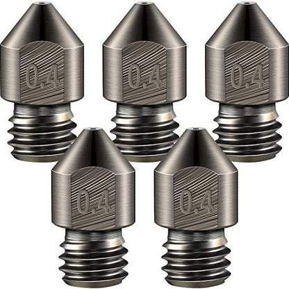 Mudder 5 Pcs Hardened Steel Nozzles 0.4mm Mk8 3D Printer Nozzles