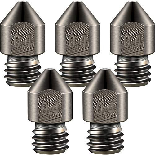 Mudder 5 Pcs Hardened Steel Nozzles 0.4mm Mk8 3D Printer Nozzles