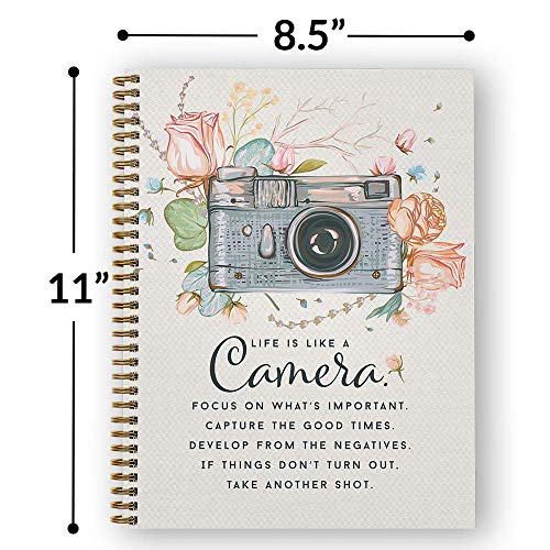 Gotcha Covered Notebooks Softcover Camera 8.5" x 11" Motivational Spiral Notebook/Journal, 120 College Ruled Pages, Durable Gloss Laminated Cover, Gold Wire-o Spiral. Made in the USA - color: Camera