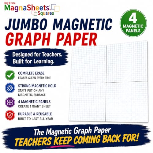 MAGNASHEET SQUARES Jumbo Magnetic Dry Erase Graph Paper