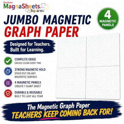 MAGNASHEET SQUARES Jumbo Magnetic Dry Erase Graph Paper