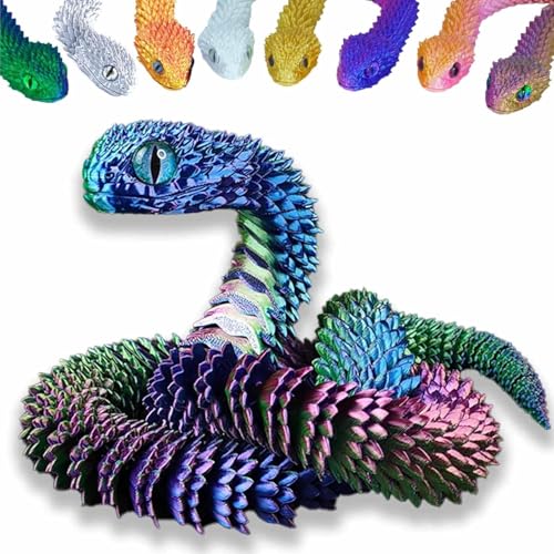 3D Printed Animals Set 3D Printed Snake Toys 3D Printed Articulated Flexible Fidget Toy 3D Printed Animals Exquisite Cute Pet Toy Children/Adults Fidget Toys (Colorful, 17.7) - color: Colorful, size: 17.7