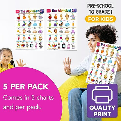 FoldCard Alphabet Chart Educational Poster 8.5x11 5pk - color: Alphabet