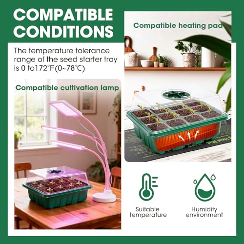 Seed Starter Kit with Humidity Dome, 5 Packs 60-Cell Trays