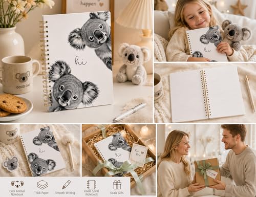 Koala Notebook, Cute Animal Notebook Journal, Koala Gifts - color: Koala, style: White