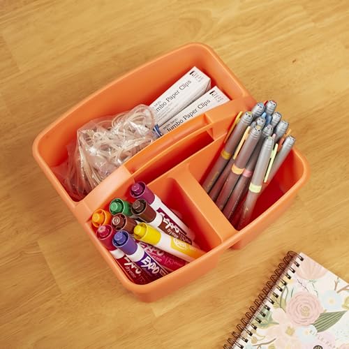 ECR4Kids 3-Compartment Small Storage Caddy Organizer, 6-Pack, Primary - color: Primary