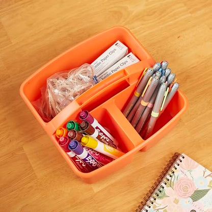 ECR4Kids 3-Compartment Small Storage Caddy Organizer, 6-Pack, Primary - color: Primary
