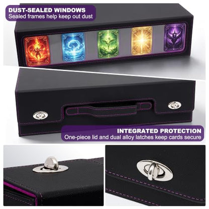 5-Row Trading Card Storage Box, 4200+, Side Display, Black Purple - color: Black Purple Side window