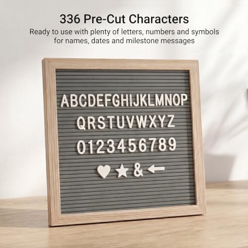 C CRYSTAL LEMON Gray Felt Letter Board 10x10 Inch, 336 Pre-Cut Letters - color: Gray