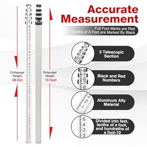 Aluminum Grade Rod, 16 ft, 5 Sections, 10ths Scale - size: 16FOOT 10TH