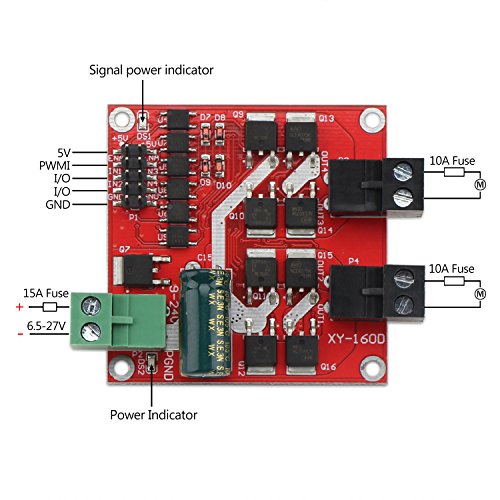 DROK DC Motor Driver 2pcs, L298 Dual H Bridge Motor Speed Controller DC 6.5V-27V 7A PWM Motor Regulator Board 12V 24V Electric Motor Control Module Industrial 160W with Optocoupler Isolation - style: 160W/Pack of 2