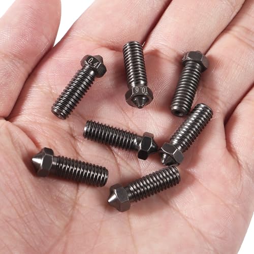 Aokin 5 Pcs 0.2mm 3D Printer Hardened Steel Nozzles for Volcano Nozzle with High Temperature Wear Resistant for Anycubic Vyper, Kobra Max, Kobra Plus, 1.75mm Filament 3D Printer - color: 0.2mm