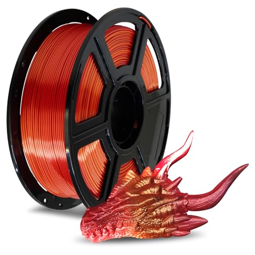 FLASHFORGE Silk PLA Filament 1.75mm Gold to Red Gradient, 3D Printer Filament 1kg (2.2lbs) Spool, Smooth and Silky Texture 3D Printing Filament, Dimensional Accuracy +/- 0.02mm - color: Gold to Red Gradient