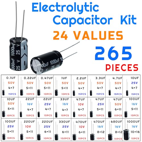 24Value 265pcs Electrolytic Flux Capacitor Assortment Kit