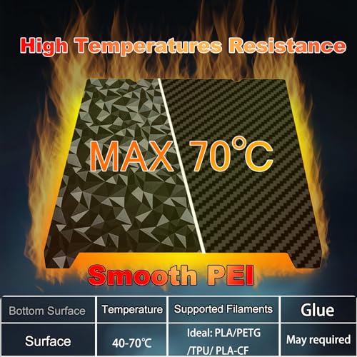 235x235mm 3D Printer Build Plate Smooth PEO+Smooth PET Spring Steel Sheet for Creality K1/K1C/Ender 3/3 V2/3 Pro/5/5 Pro Heated Bed (Carbon Fiber + Diamond Pattern) - size: 235x235(K1C)