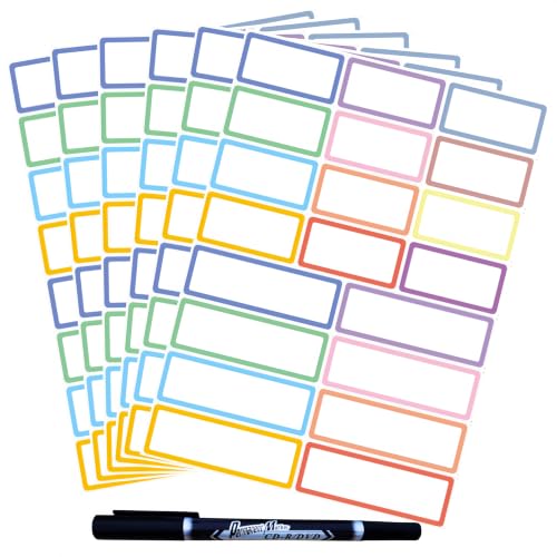 Waterproof Removable Colored Border Name Labels for Home Organization - style: 12 Colors Border